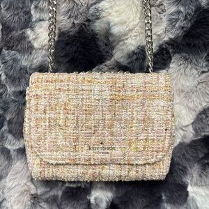 Kate Spade Briar Lane Quilted Tweed Pink Neutral Multicolor Tweed Crossbody Bag